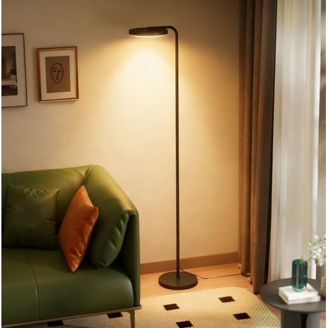 Lampada da terra LED 41x25x177 cm in metallo nero, telecomando magnetico – MEUBLIV (1/5)