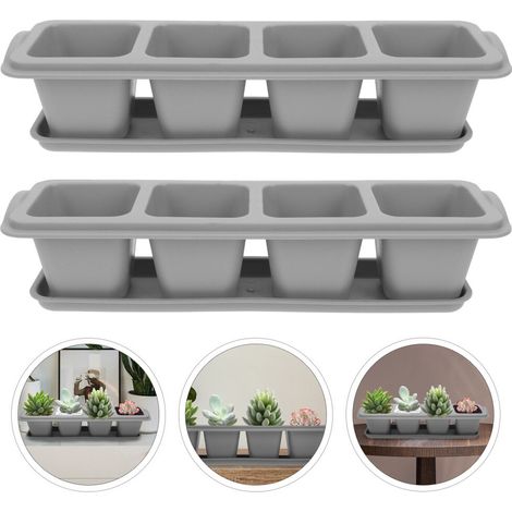 Set mit 2 Anzuchttöpfen, Gartentöpfe für Jungpflanzen – 26,8 x 8,3 x 3 cm
