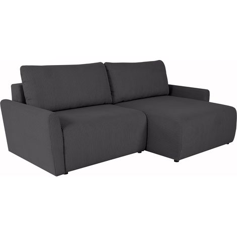 LANA - Canapé d'angle convertible et réversible avec coffre en tissu gris foncé (1/5)