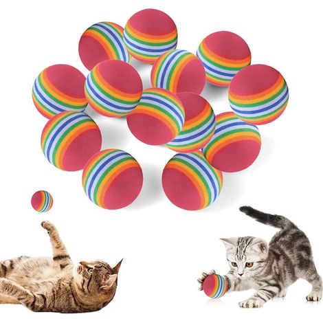 24 Pièces Balle pour Chat Rainbow Jouet Chat Interieur Petite Balle en Mousse Jouet Interactif pour Intérieur Extérieur Animal Compagnie Sports Chasse Entraînement Exercer Amusement 3.5 CM (1/5)