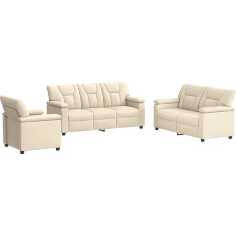 Ensemble de Canapés 3 pcs Crème Simili cuir vidaXL