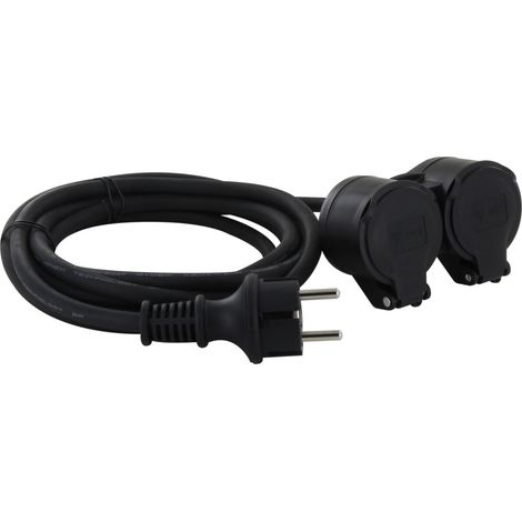 Prolongateur Schuko double tête 5m - IP44 - Chacon (1/5)
