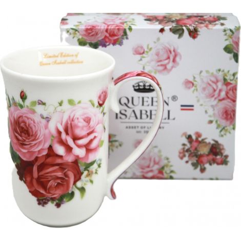 Taza de porcelana grande de 400 ml, elegante, en caja, ideal para regalar, colección Rose. (1/5)