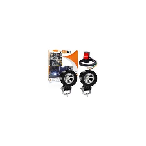 FEUX ADDITIONNEL LED MOTO - 10W + FAISCEAU ET RELAI ADAPTABLE - Longue portée (1/5)