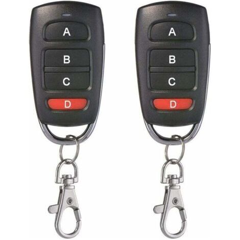 2-Pack Universal Garage Door Cloning Key Fob Remote Control 433 MHz 4 Button Cloner for Garage Door Electric Door etc
