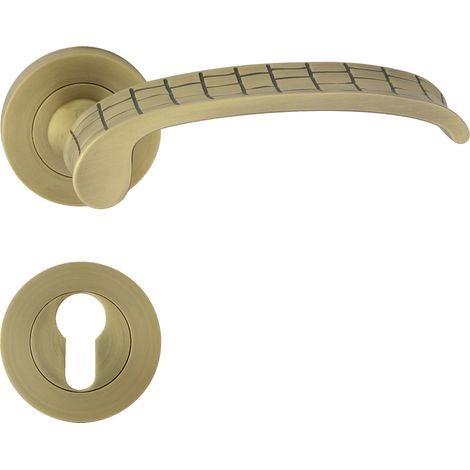 DOMINO Poignée de porte SKIN R M3 Matt PZ Poignée avec plaque PZ pour cylindre profilé Bronze mat (1/5)