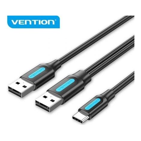 Cable USB 2.0 Vention CQKBF/ USB Tipo-C Macho - 2x USB Macho/480Mbps/ 1m/ Negro