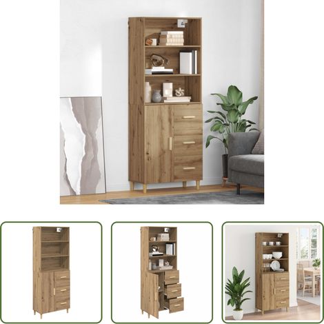 Hochschrank Artisan-Eiche -  Highboard Artisan-Eiche 69,5 x 32,5 x 180 cm Holzwerkstoff (1/5)