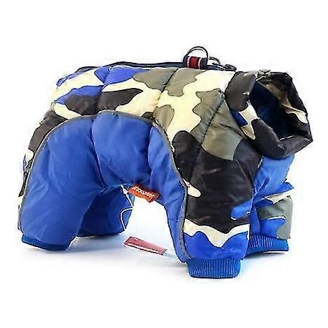 Chaqueta de invierno súper abrigada para perros, abrigo de algodón grueso e impermeable para perros pequeños, ideal para cachorros de bulldog francés. Azul marino. (1/5)