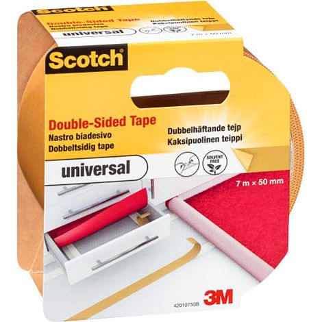 Doppelseitiges Klebeband, universal, weiß, 7 m x 50 mm