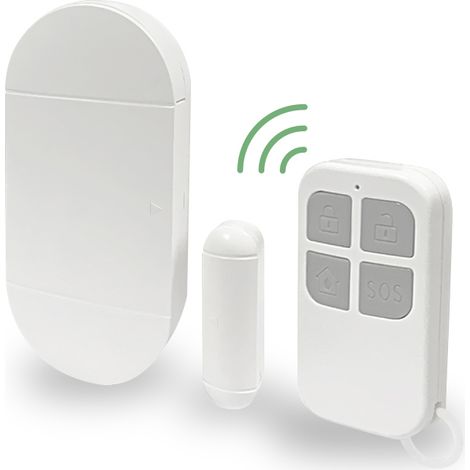 Arregui – Détecteur d'ouverture sans fil avec télécommande – Alarme 130dB pour porte et fenêtre – Installation facile avec adhésif double face – Alimentation par 2 piles AAA