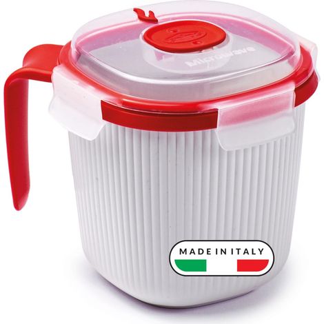 Snips Bol Soupe Micro-Ondes 0,70 L, Tasse Micro-Ondes avec Couvercle et Poignée, Mug pour Soupes, Bouillons, Thé, Lait et Boissons Chaudes, 14,5 x 14,5 x 12 cm (1/5)