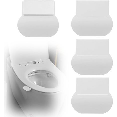 Elevador de tapa de inodoro, 4 piezas autoadhesivas, Mango anti, suciedad, Para baño, hogar, viajes, oficina y hoteles, Blanco (1/5)