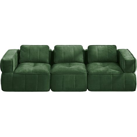 Divano modulare 3 posti in poliestere verde 271 x 93 x 67 cm, senza montaggio (1/5)