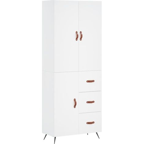 Aparador cómoda mueble de almacenaje organizador cocina salón salón alto 695 x 34 x 180 cm madera de ingeniería blanco 020032705
