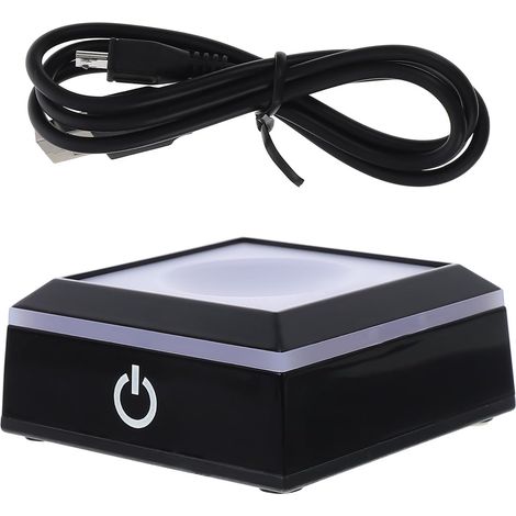 Socle Lumineux Fixation Sécurisée en Plastique Noir pour Boules de Cristal , Support de Bureau Compact et Élégant pour Étagères et Décoration Intérieure (1/5)