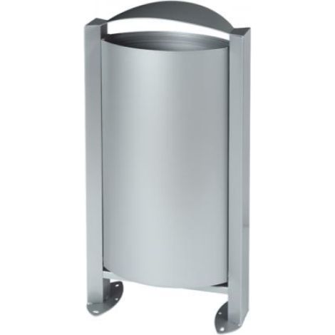 Corbeille sur pied Arkea - 60l sans cendrier - gris métal - RAL 9006 (1/3)