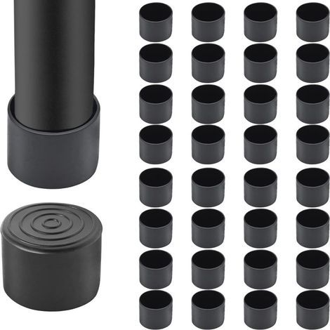 ChairGuard – 32 x 3,2 cm (1 1/4 Zoll) PVC-Beinkappen, runde, rutschfeste Fußschoner für Klappstühle und -tische, Schwarz, für Hartholzböden (1/5)