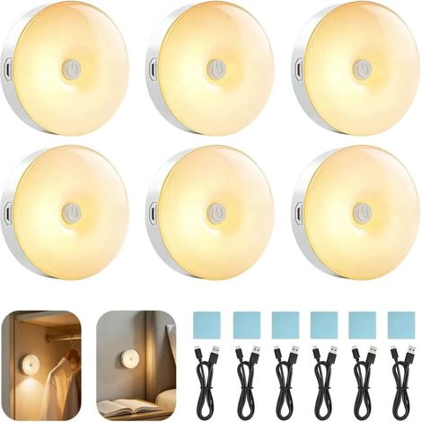 Runde Bewegungsmelderlampe, USB-aufladbar, LED-Nachtlicht für Schlafzimmer, Flur, Kleiderschrank (1/5)