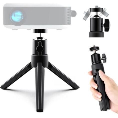 Mini Trépied de Vidéoprojecteur - Trépied pour Mini Projecteur Portable, Support de Projecteur avec Rotule Rotative à 360° en Métal pour Appareil Photo, Mini Projecteur, Webcam/Trépied PTZ (1/4)