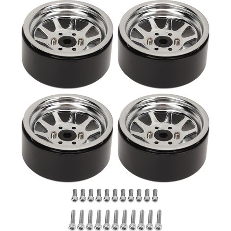 4 Roues Jantes RC 1.9 Pouces en Acier Zingué - Ensemble de 10 Moyeux Universels pour Voiture Crawler Axial SCX10 II III Argenté (1/5)