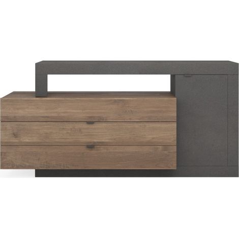 Buffet 1 porta 2 cassetti, collezione DOMI, effetto cemento/grigio antracite