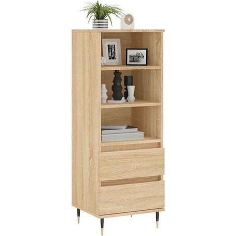 Buffet de Cuisine en Bois d'Ingénierie, Placard de Rangement Hauteur 110 cm, Couleur Chêne Sonoma, 40x36x110 cm (1/5)