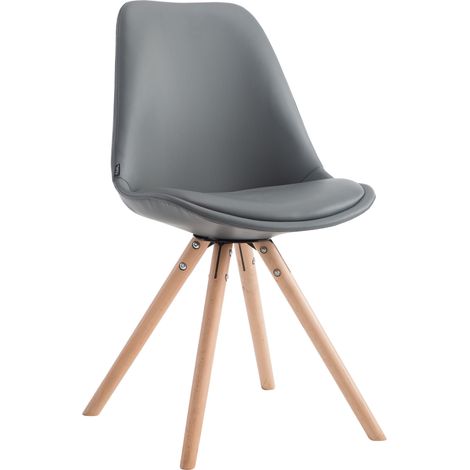 Chaise visiteur LAVAL similicuir pieds ronds Nature Gris (1/5)