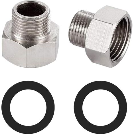 Raccord de Tuyau Rond, réducteur de tuyau de douche, G3/8" à G1/2", Acier inoxydable, Chrome (1/5)