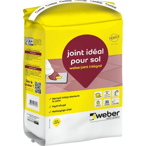 Weber Saint-Gobain Joint carrelage hydrofugé, 25kg, Beige Crème, idéal pour sol et carreaux rectifiés, Weberjoint intégral, de largeur de 2 à 20 mm
