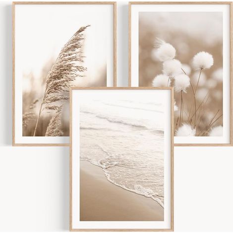 Lot de 3 Tableau Decoration Murale Affiche Décoration Chambre Maison Cousine Posters Plage Maritime Sans Cadre 3 Tableau en Taille 30 x 40 cm Poster Mural Tableaux Déco Boho Salon (1/5)