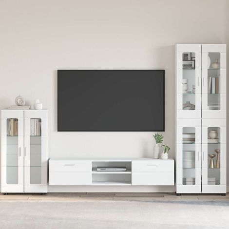 vidaXL Sideboard FLORIN 55.5 x 29 x 100 cm High Gloss White (1/5)