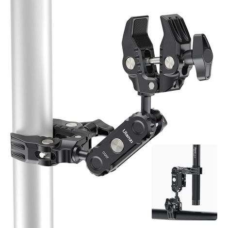 Magic Arm mit Super Clamp, Dual Kamera Klemmhalterung mit 360° Drehkugel, Doppelkugelkopf Adapter mit 1/4" screw und ARRI für Action-Kamera,Reflektor, Lichtständer, Stativ, Tragfähigkeit 3.5 kg (1/5)