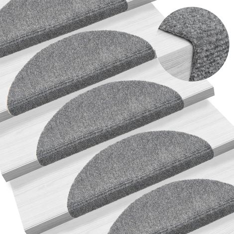 INLIFE Tapis autoadhésifs de marches 5 pcs Gris clair 56x17x3 cm (1/5)