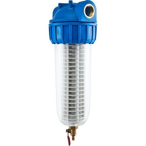 Filtre surpresseur pour pompe – Filtration eau sale ou sableuse – Cartouche lavable 350 mm – Diamètre interface 20 mm (1/4)