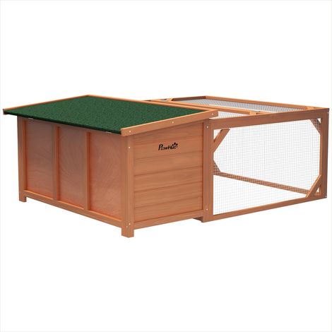 Clapier d'extérieur en bois avec enclos et toit en asphalte 125 (1/5)