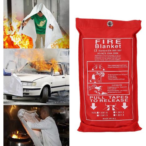 Couverture anti-incendie en fibre de verre pour cuisinière, barbecue, camping et voiture (1,2 x 1,2 m)