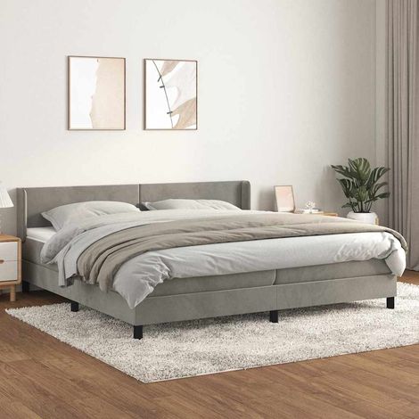 Cama box spring con colchón terciopelo gris claro 200x200 cm (1/5)
