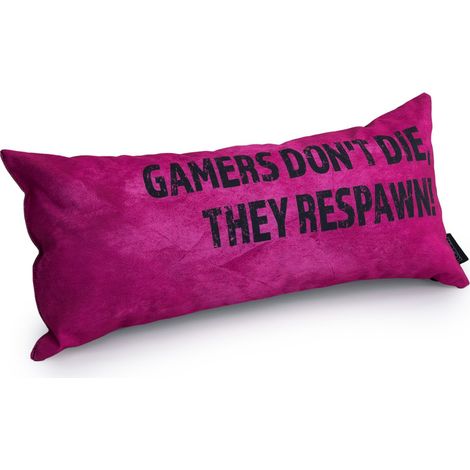 Game Over - Cuscini di supporto per il collo da interni, Cuscini di supporto lombare da esterni resistenti all'acqua, 56x27 cm Cuscini da gioco per soggiorno, Cuscini per divani - Rosa (1/5)