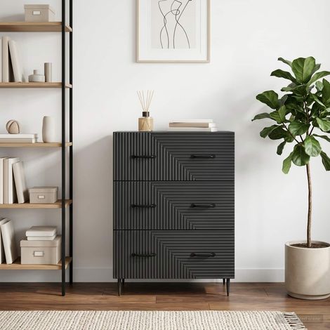 vidaXL Armoire à tiroirs Noir 66 x 34,5 x 89,5 cm Bois d'ingénierie (1/5)