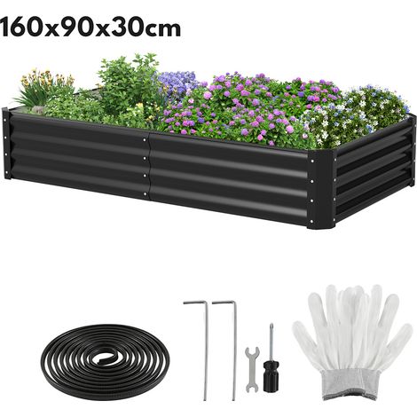 Jiubiaz Hochbeet Metall 160x90x30cm Gartenbeet Verzinkt Pflanzkasten für Gemüse & Kräuter, Stabiles Hochpflanzbeet Wetterfest Bodenlos mit Stützstange, Grün