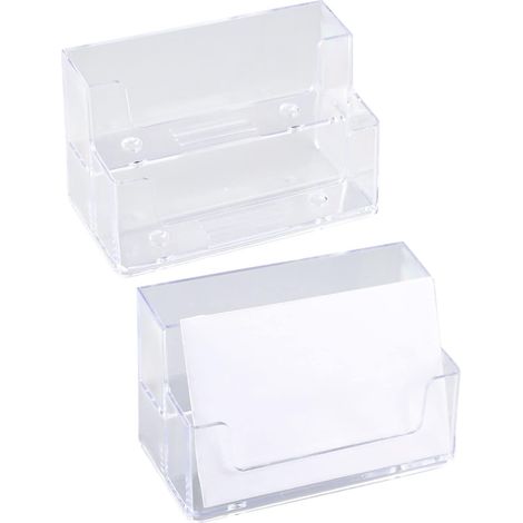 Lot de 2 porte-cartes de visite en acrylique à 2 niveaux pour bureau (1/5)