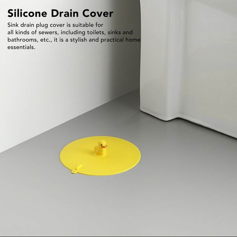 Tapis de toilette anti-odeurs, anti-cafards et anti-salissures, couvercle d'évier de salle de bain et de cuisine, couvercle de siphon de sol en silicone, canard jaune (1/5)