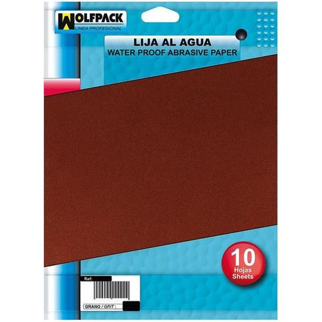 WOLFPACK LINEA PROFESIONAL lija agua grano 220 (pack 10 pliegos)