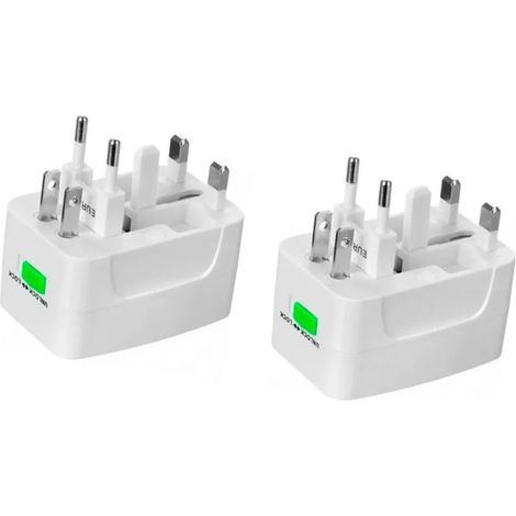 2-teiliger Universal-Reiseadapter, 1300-W-ABS-Stecker, 100–240-V-Ladegerät für weltweiten Einsatz (1/5)