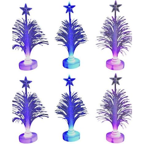 Lot de 6 sapins de Noël lumineux multicolores pour décoration saisonnière (1/5)