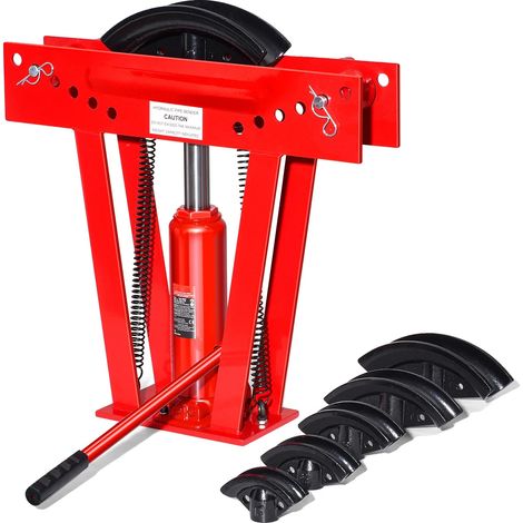 Plieuse de tuyaux hydraulique, 12 tonnes, course de 9,6 pouces, hauteur réglable de 13,5 à 23 pouces, plage de pliage de 1/2" à 2", 6 matrices incluses (1/5)