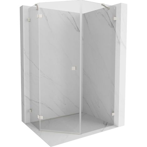 Mexen Lunar cabine de douche pentagonale pivotante gauche 80 x 90 cm, transparent, nickel brossé - 831-080L-090P-97-00-L (1/5)
