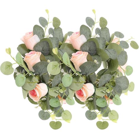 Guirlande de roses artificielles et de feuilles pour bougies, ensemble de 6 pièces pour décoration de fête (1/5)