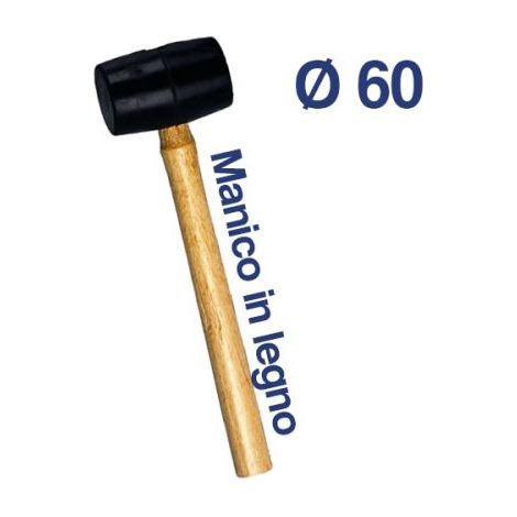MAZZUOLA MARTELLO TESTA IN GOMMA CON MANICO LEGNO GR. 450 D. 60 (14819)